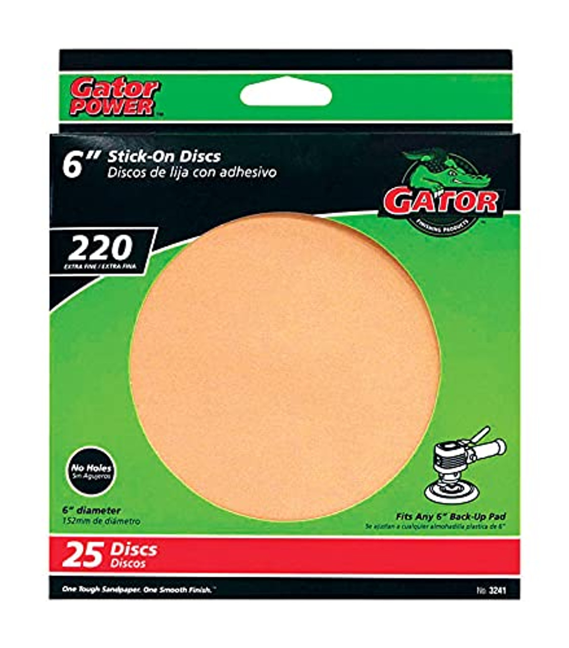 Gator Sand Disc 6" 220 grit 25pk (3241)