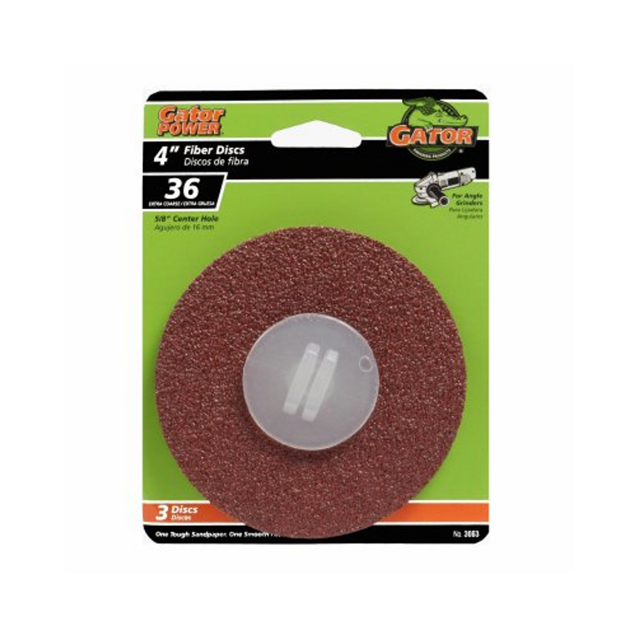 Gator Finishing 3063 36 Grit Aluminum Oxide Fiber Discs (3 Pack), 4 inch x 5/8 inch