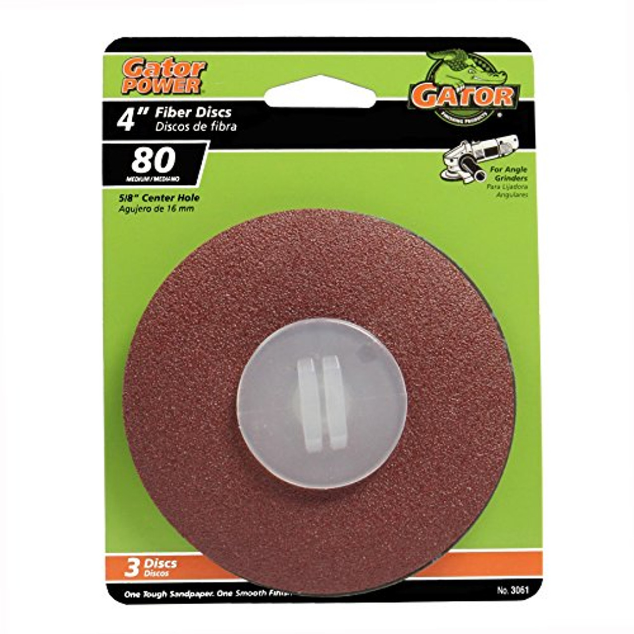 Gator Finishing 3061 80 Grit Aluminum Oxide Fiber Discs (3 Pack), 4" x 5/8"