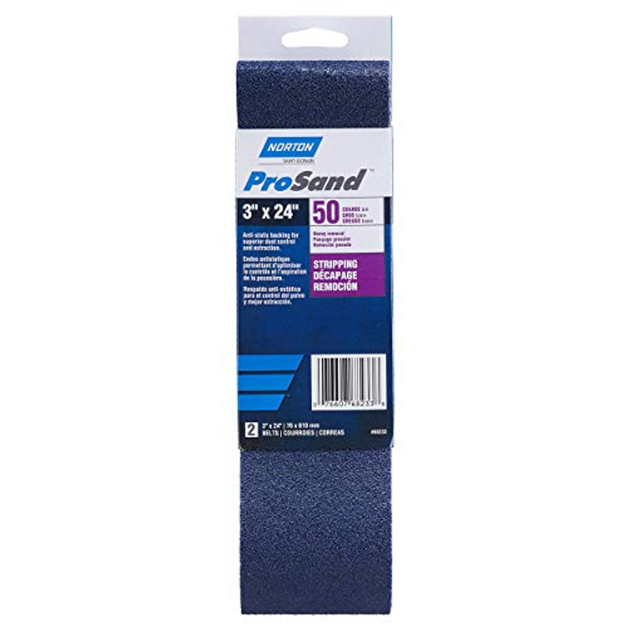 Norton 3 x 24 in. ProSand Cloth Portable Belt 50 Grit R831 ZA Pack of 2