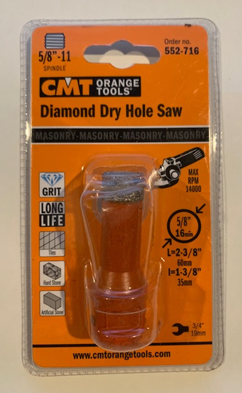 CMT 552-716 – DIAMOND HOLE SAW S=5/8-11UNC D=5/8×5/8×2-3/8inch RH