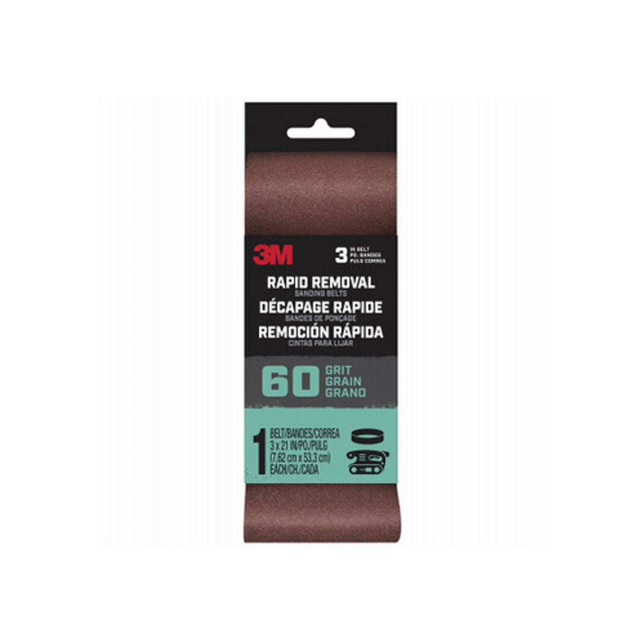 3M BELT3X211PK60 Sanding Belt, 3 in x 21 in, Brown