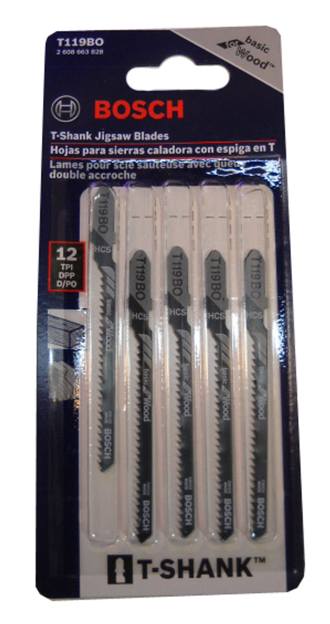 Bosch T119BO 3-Inch 12-Tooth Jig Saw Blades (5-Pack) T-Shank