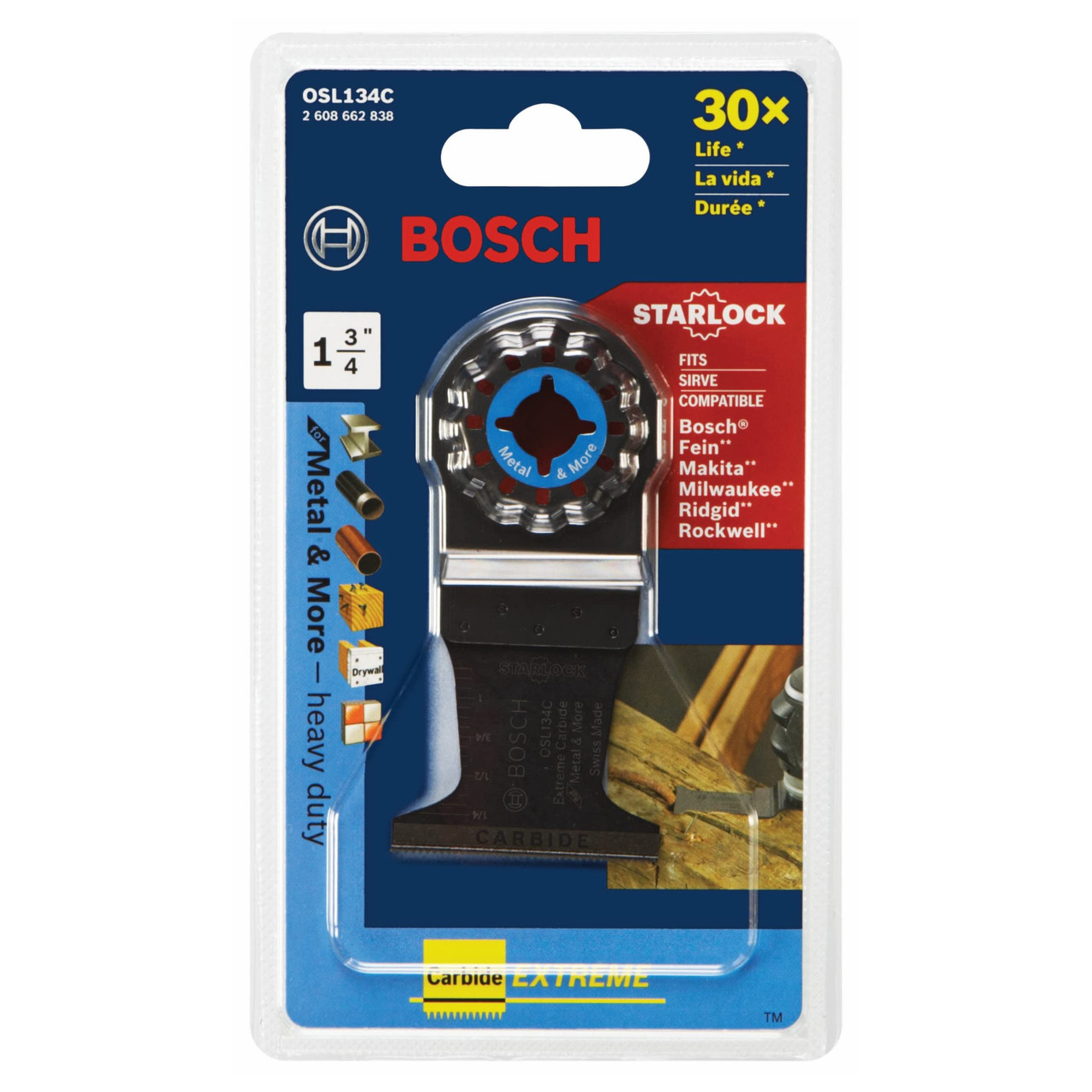 Bosch OSL134C Starlock Oscillating Multi Tool Carbide Plunge Cut Blade, 1-3/4"