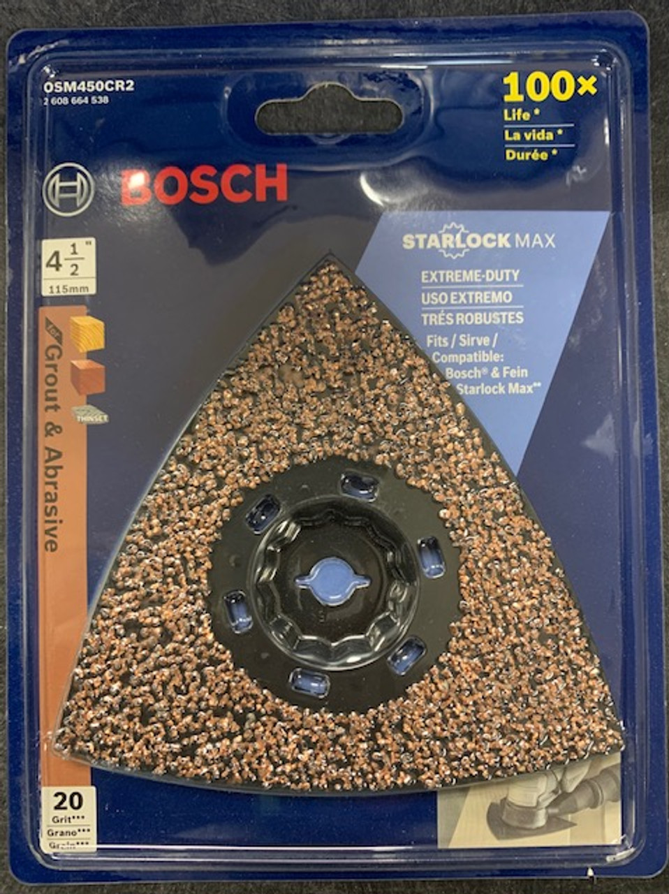 BOSCH OSM450CR2 StarlockMax Oscillating Multi-Tool Carbide 20 Grit Delta Sanding Pad