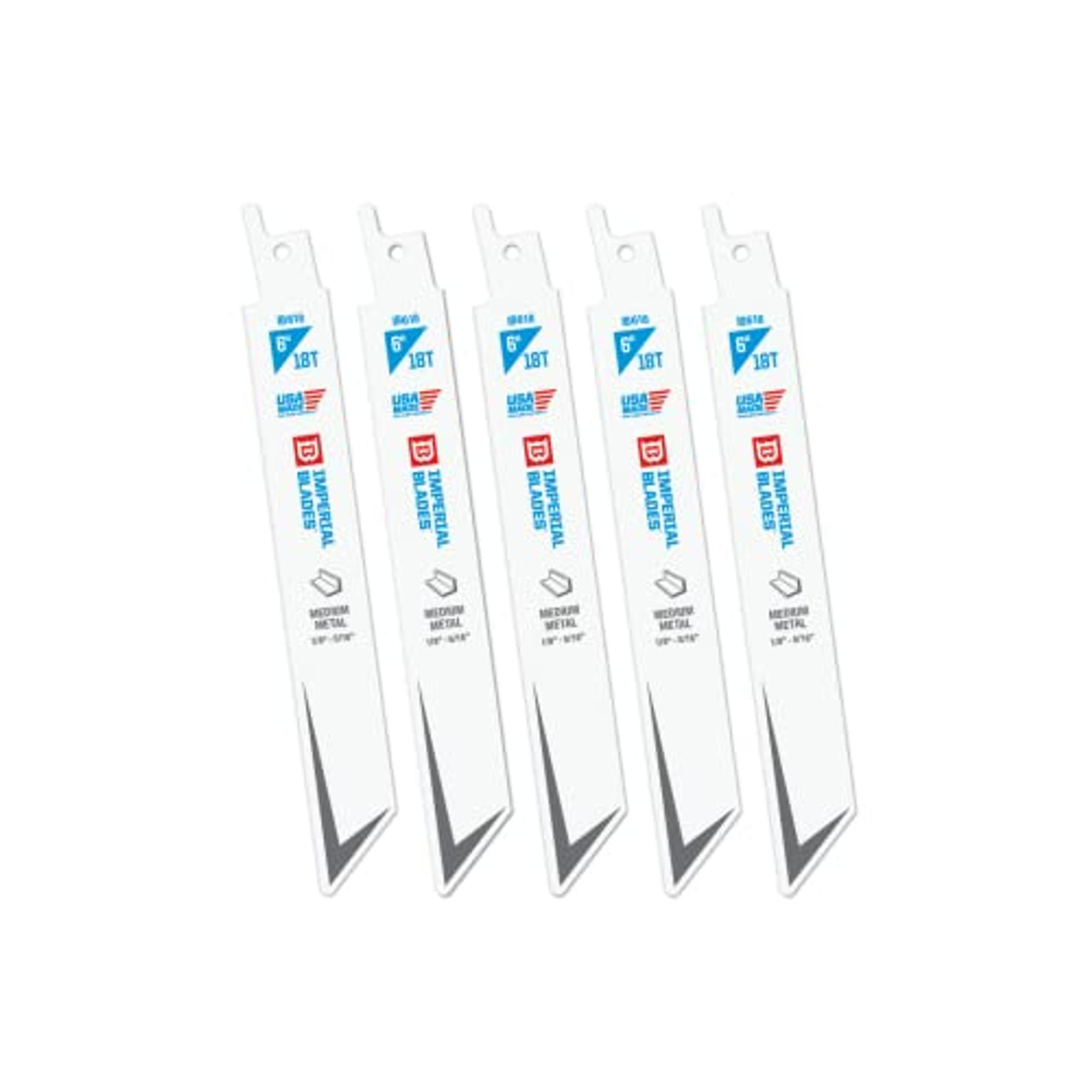 Imperial Blades IB618-5 Standard 6" 18 TPI Medium Metal Reciprocating Blade, 5PC