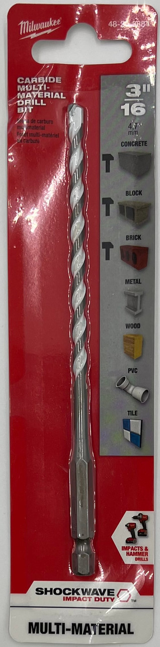 Milwaukee 48-20-8884 3/16 in. SHOCKWAVE Carbide Multi-Material Drill Bit