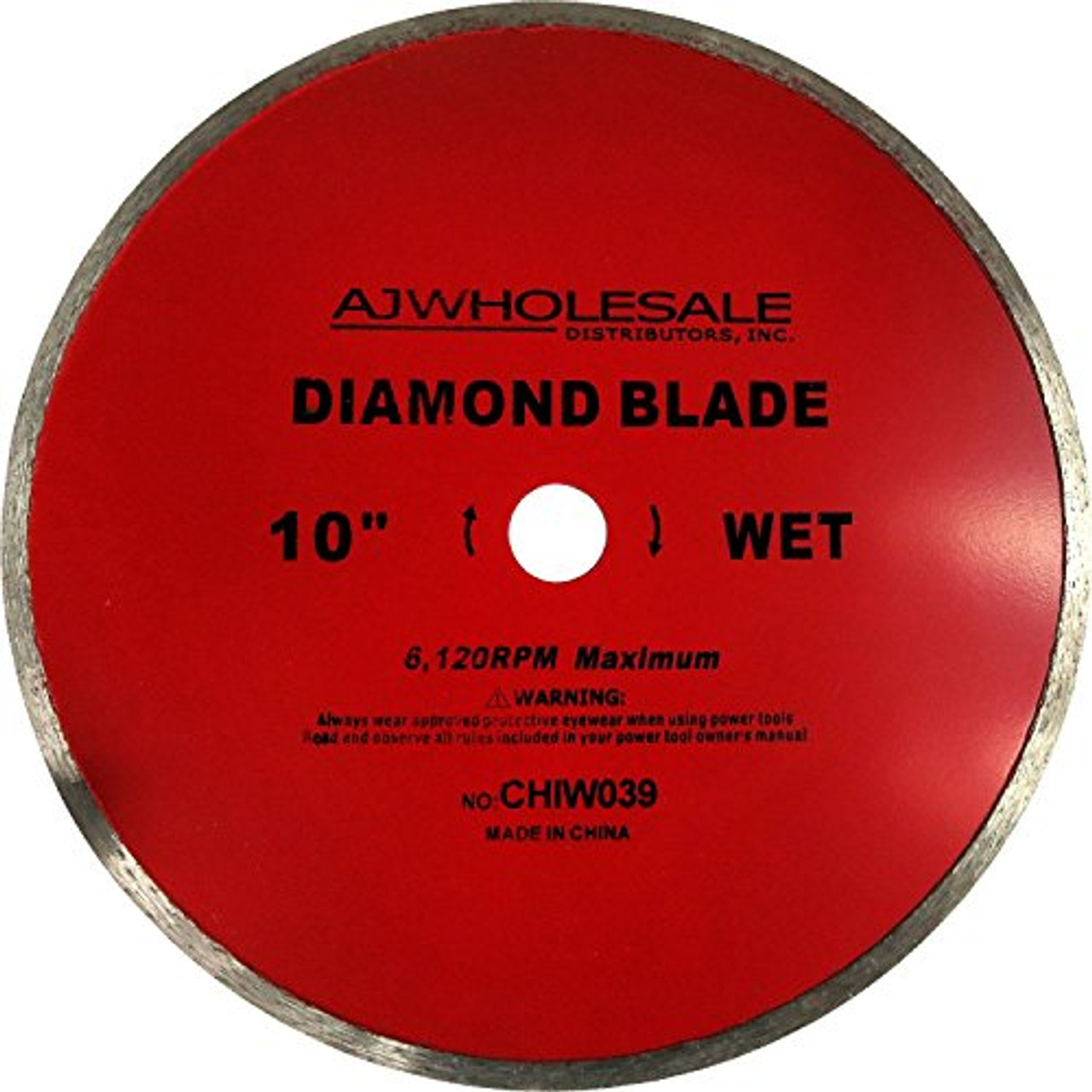 AJ Wholesale CHIW039-WET Continuous Rim Diamond Saw Blade, 10"