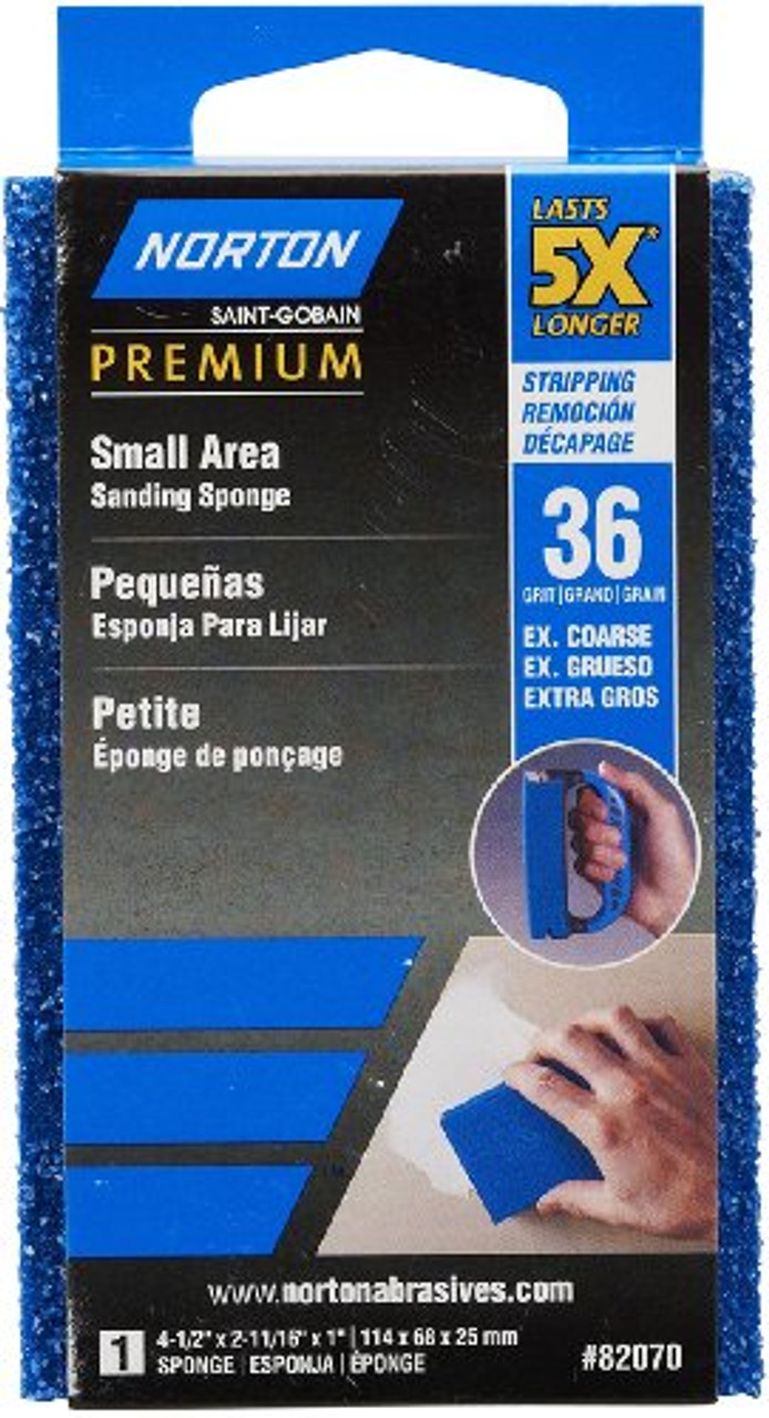 Norton 82070 5X 36 Grit Small Area Sanding Sponge