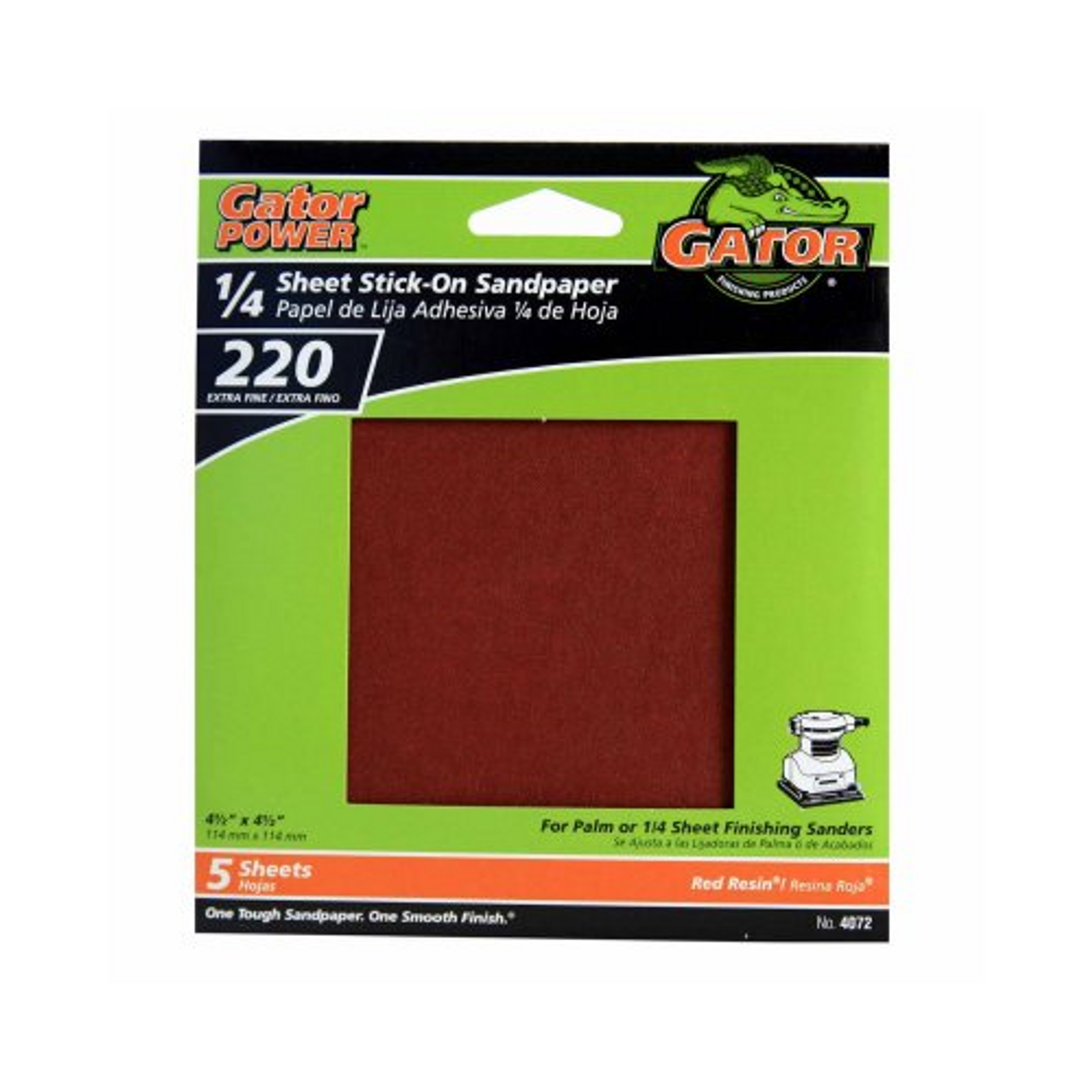 Gator 4072 220 25 CT Grit Sandpaper, 5-Pack