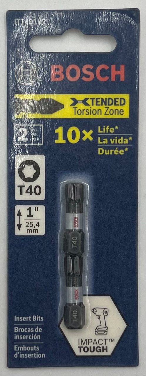 BOSCH ITT40102 2 Pc. 1 In. Torx #40 Impact Tough Screwdriving Bit