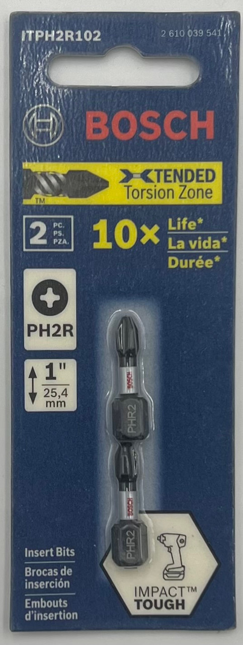 BOSCH ITPH2R102 2 Pc. 1 In. Phillips #2R (Reduced) Impact Tough Screwdriving Bit