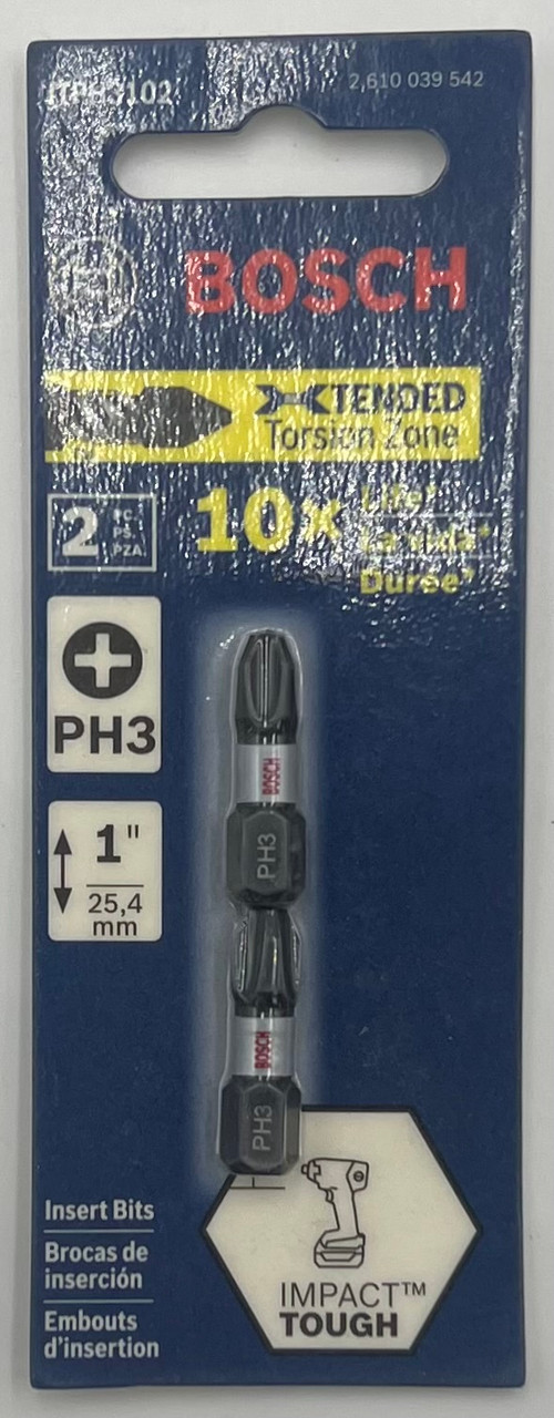 BOSCH ITPH3102 2 Pc. 1 In. Phillips #3 Impact Tough Screwdriving Bit