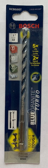 BOSCH HCBG05T 7/32 In. x 6 In. BlueGranite Carbide Hammer Drill Bit