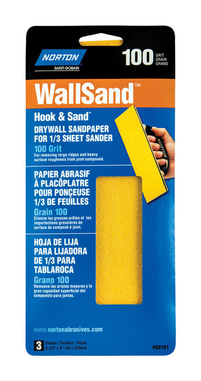 Norton 68100 3-2/3" X 9" 150 Grit Sheets 3 Pack,No 68100