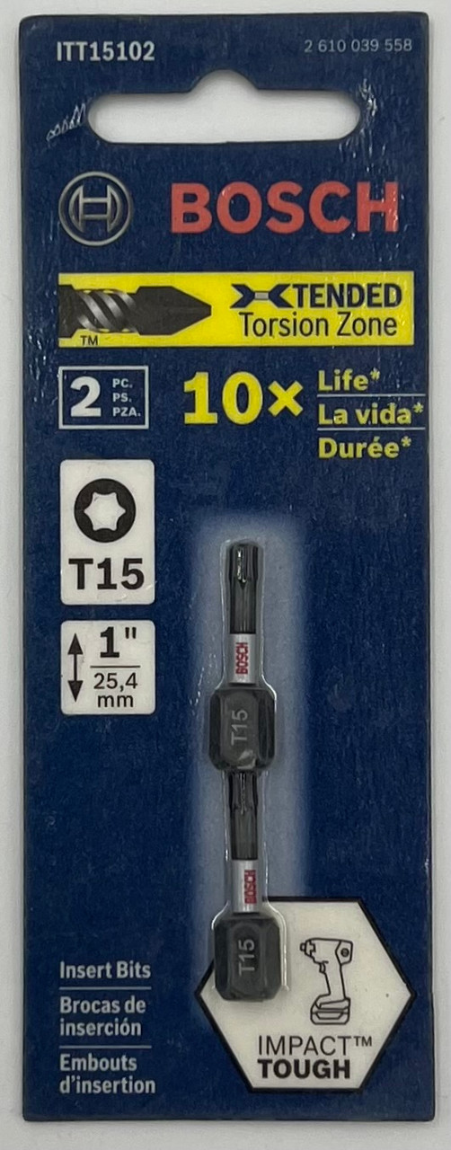 BOSCH ITT15102 2 Pc. 1 In. Torx #15 Impact Tough Screwdriving Bit