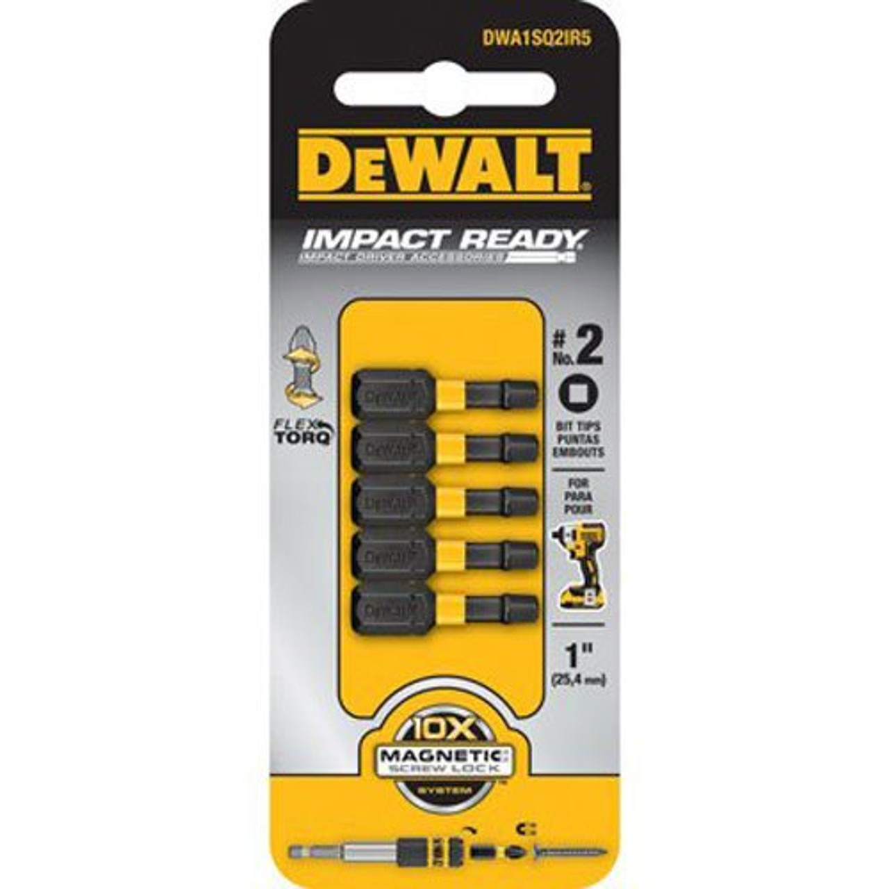 DEWALT ACCESSORIES DWA1SQ2IR5 1" #2 Square Impact Ready Insert Bit