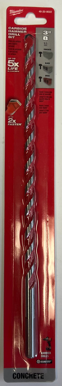 Milwaukee 48-20-9022 SHOCKWAVE Carbide Hammer Drill Bit 3/8"x10"x12"
