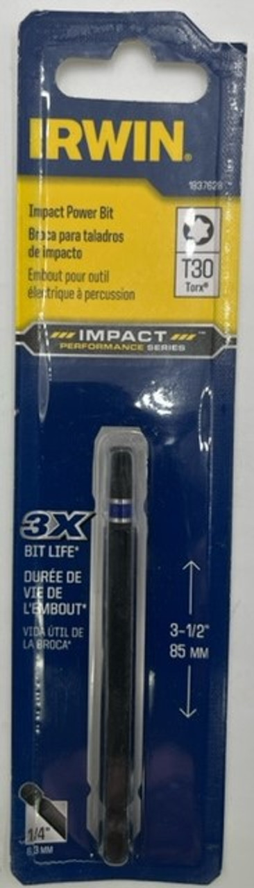 Irwin 1837628 Impact Power Bit T30 Torx 3-1/2 inch Length - 1 pack