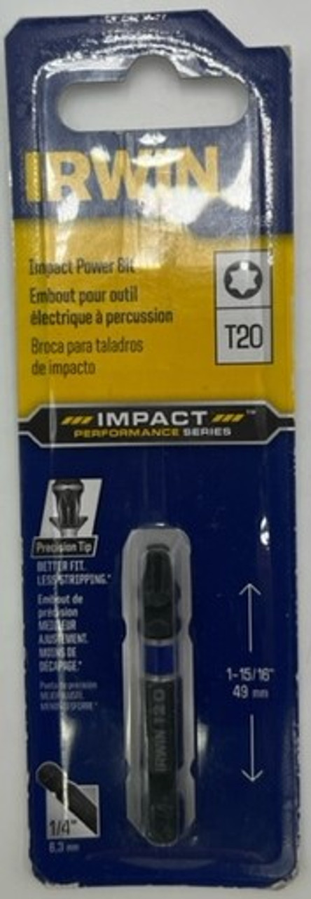 Irwin 1837498 Impact Power Bit T20 Torx, 1-15/16 inch length - 1 pack
