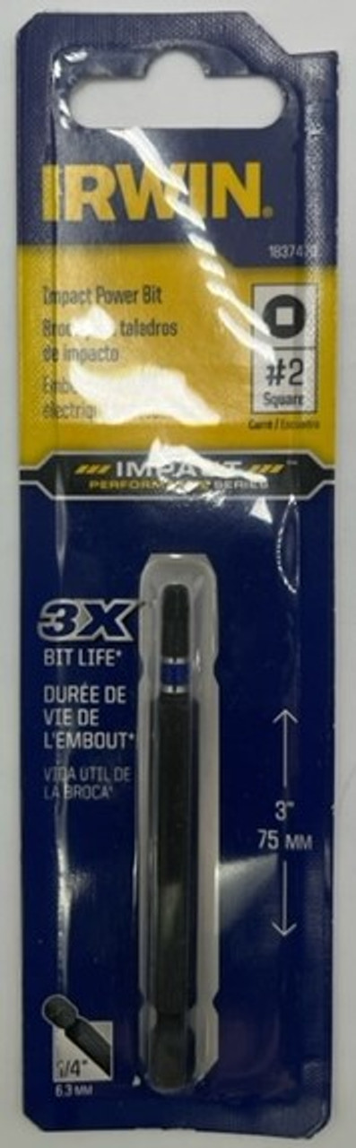 Irwin 1837479 Impact Power Bit #2 Square 3 inch length - 1 pack