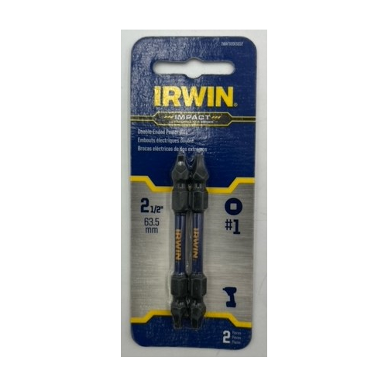 Irwin IWAF32DESQ12 Square Doujble End Impact Power Insert Bit #1 x 2 inch - 2 pack