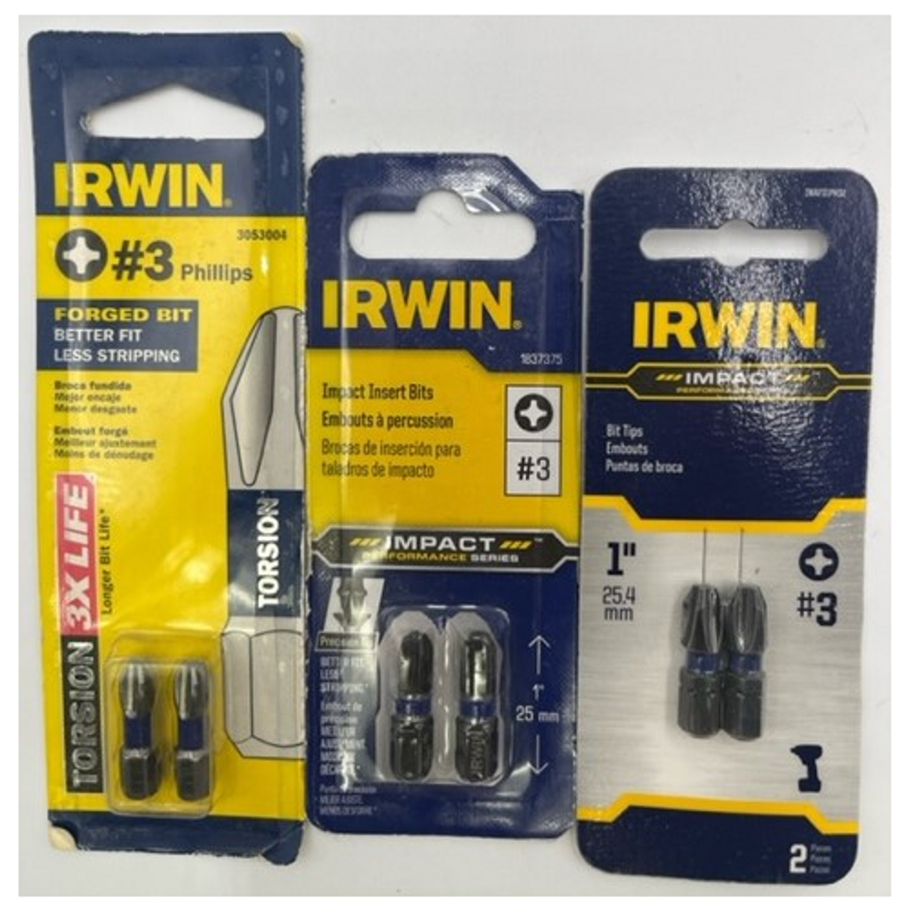 Irwin IWAF31PH32 #3 Phillips Impact Insert Bits 1 inch - 2 Pack