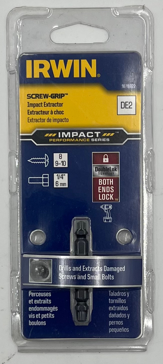 IRWIN 1876222 Impact Performance Series Grip Double-Ended Screw Extractor Insert Bit, De-2