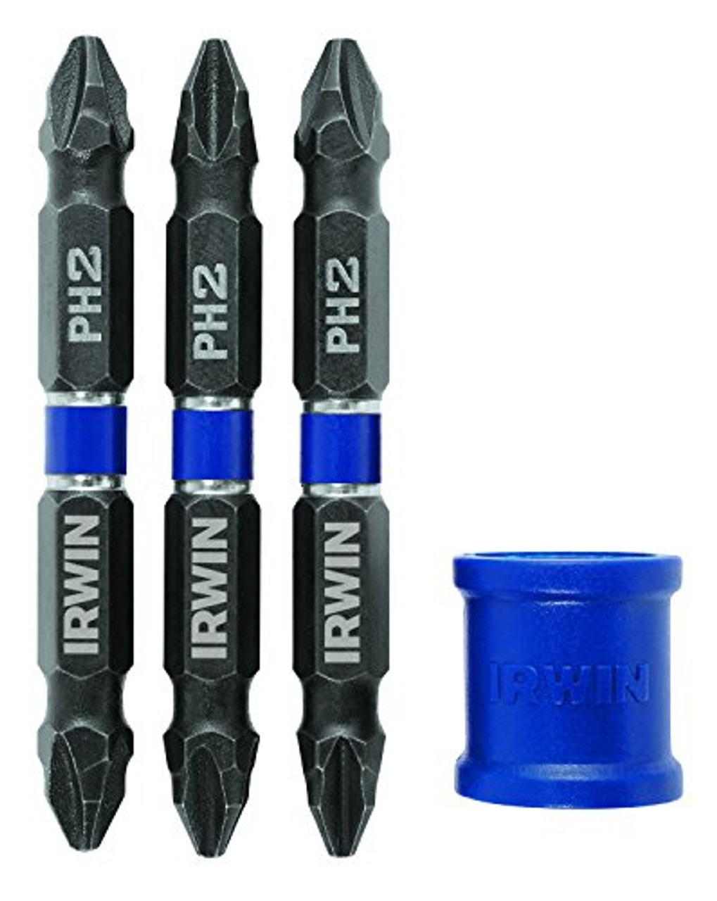IRWIN 1903513 Impact 4pc. Double-Ended Screwdriver #2 Phillips Power Bit Set with Magnetic Screw Hold