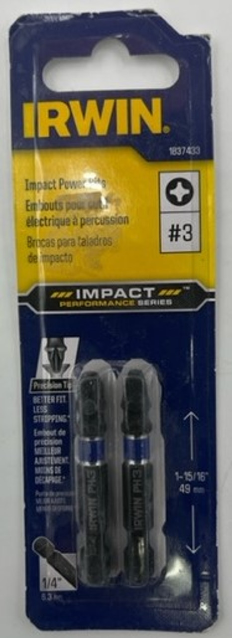 Irwin IWAF32PH32 Phillips Impact Power Insert Bit #3 x 2 inch 1837433 - 2 pack