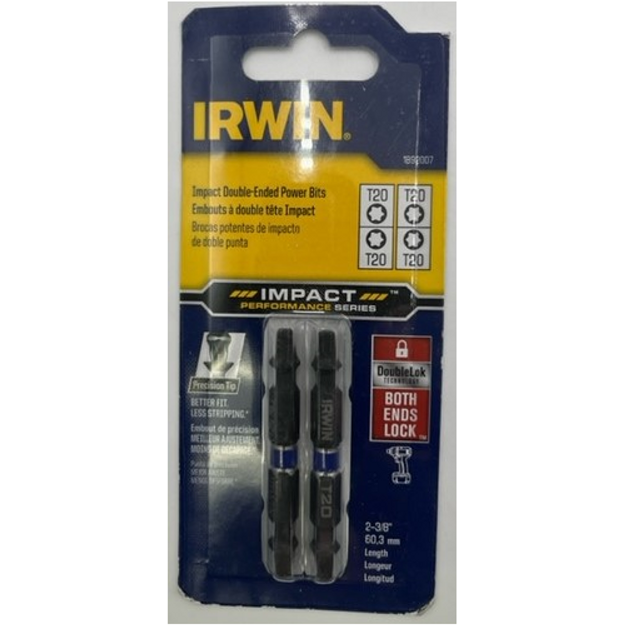 Irwin IWAF32DETX202 Torx Doujble End Impact Power Insert Bit T20 x 2 inch 1892007 - 2 pack