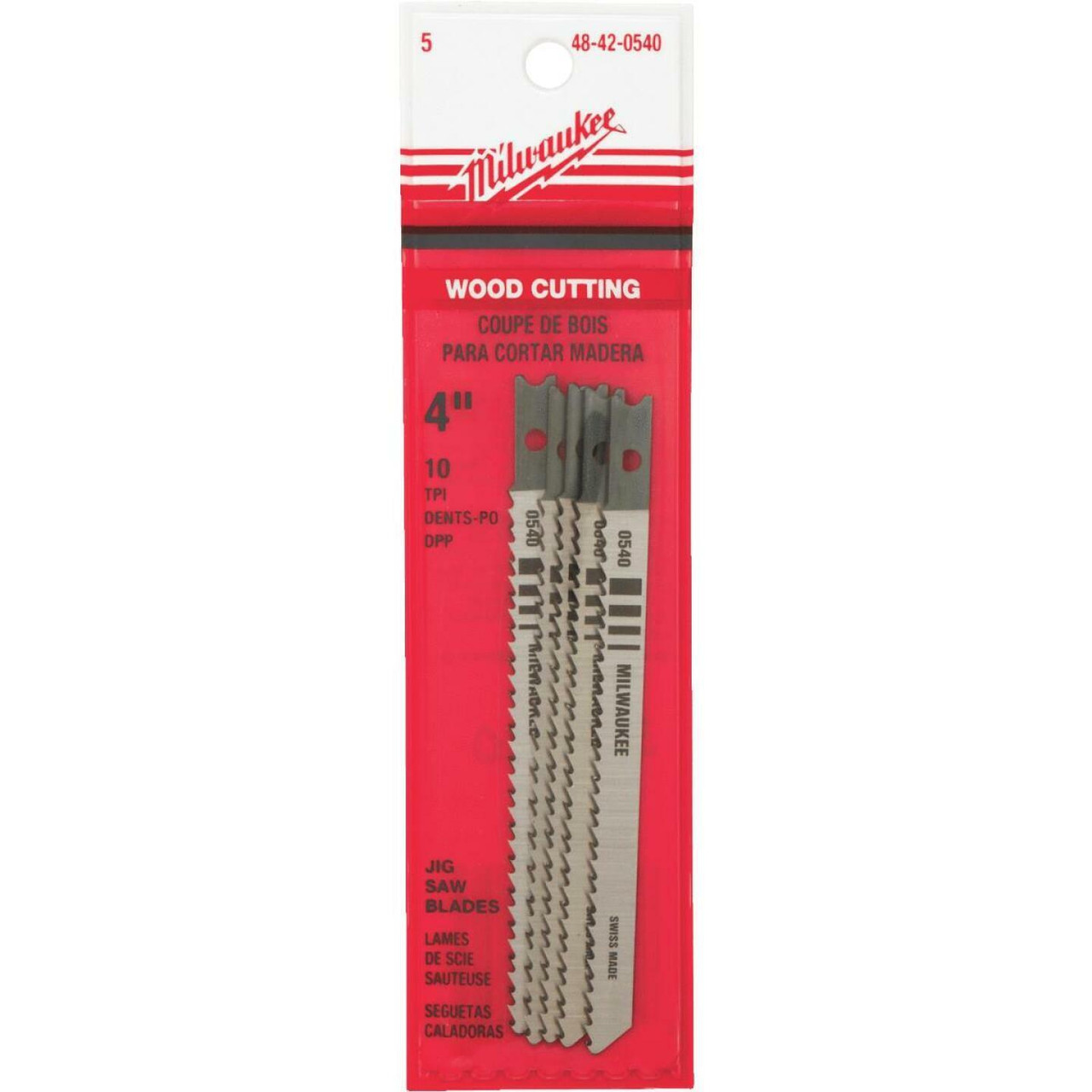 Milwaukee 48-42-0540 3-5/8-Inch, 10 Teeth per Inch, High Carbon Steel Jig Saw Blades, 5-Pack