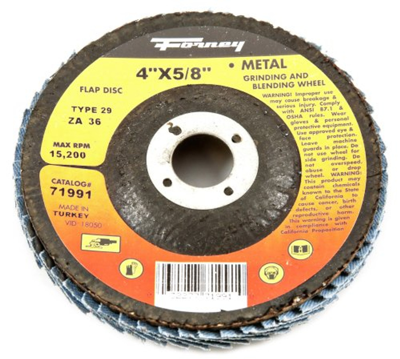 Forney 71993 Flap Disc, Type 29 Blue Zirconia with 5/8-Inch Arbor, 80-Grit, 4-Inch