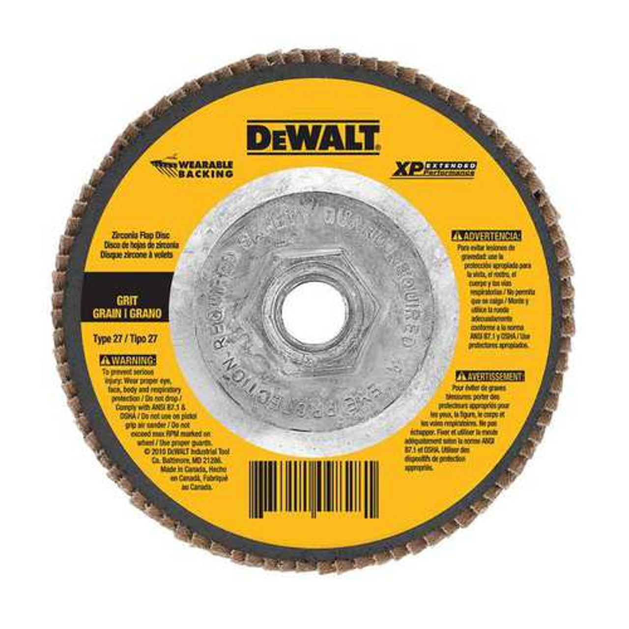 DEWALT DW8359 Flap Disc, 4-1/2 in Dia, 5/8-11 Arbor, Coated, 120 Grit, Fine, Zirconium Oxide Abrasive