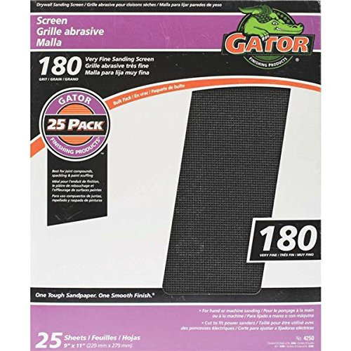 GATOR (4250) 9x11 inch 180 Grit Very Fine 25 Pk of Screen Sheets