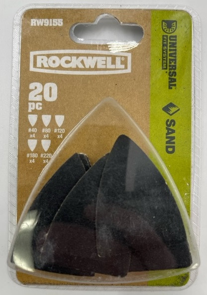 Rockwell RW9155 Sonicrafter Oscillating Multitool Sanding Sheet for Sanding Finger, 20Piece