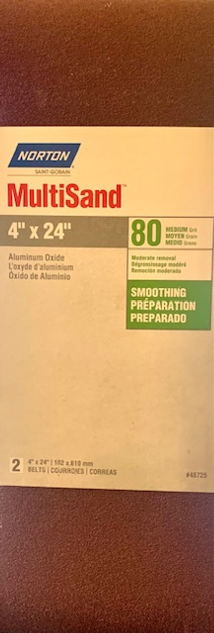 Norton (48725) 80 Grit Sanding Belt, 4" X 24" 1 Pk - 2 Belts