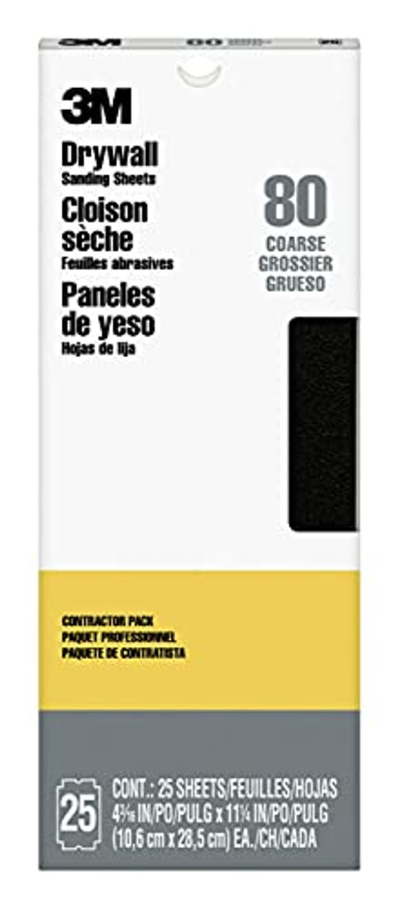 3M (99433) Pro-Pak Drywall Sanding Sheet, 80 Grit, Black, 25 Count