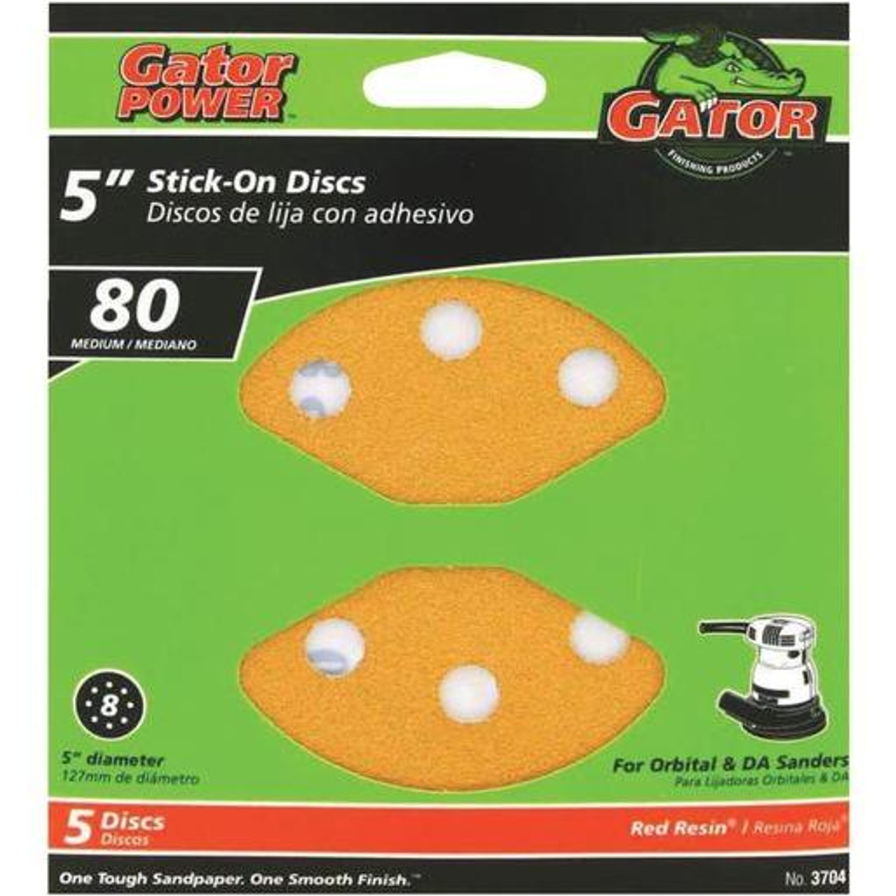 Gator (3704) 5" - 8 Hole Vented Sanding Discs, 1-Pack/5-Discs