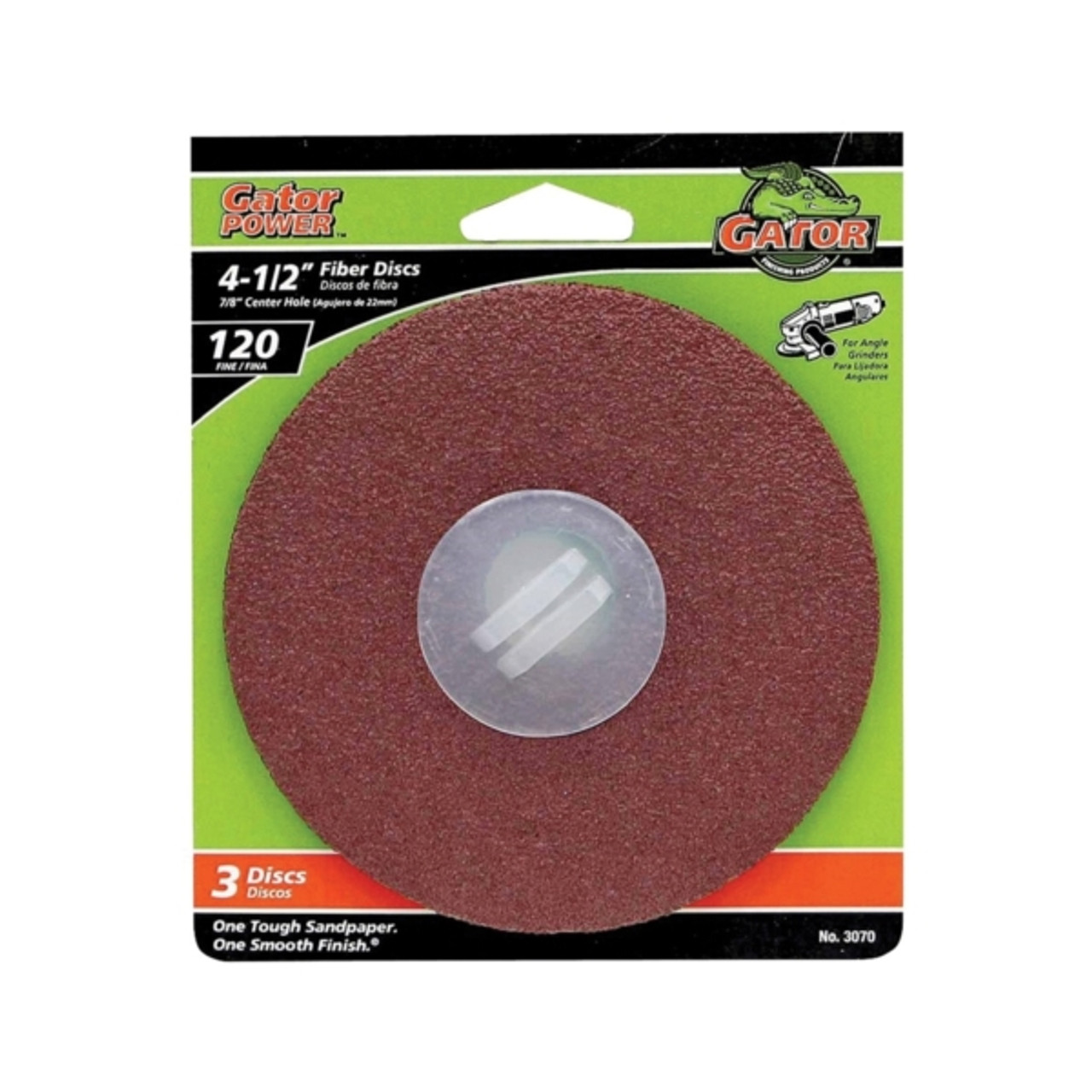Gator (3070) 120 Grit, Fiber Discs, 4.5" x 7/8", 1-Pack/3-Discs