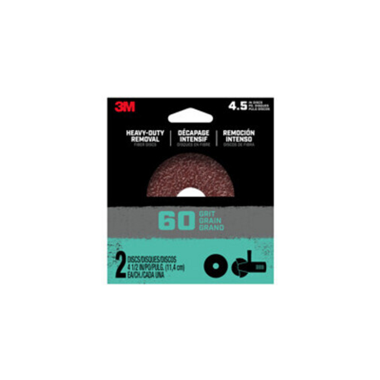 3M (27406) Hookit Grinding Disc, 4-1/2 Inch By 60 Grit, Fiber Backing, 1-Pack/2-Discs