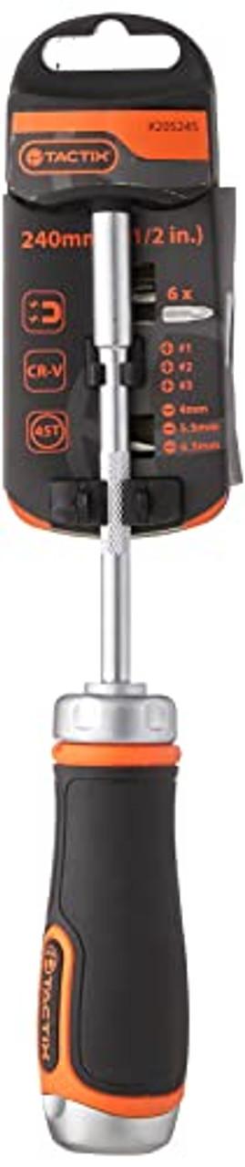 Tactix (205245) Ratchet Screwdriver, Black/Orange