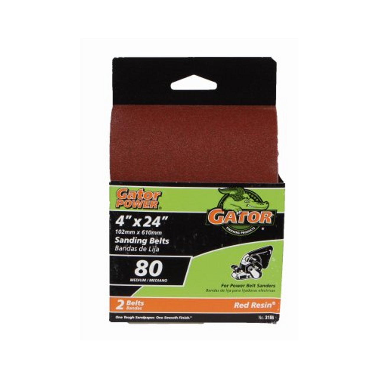 Gator (3186) 80 Grit, 4" x 24" Sanding Belts - 2 pack