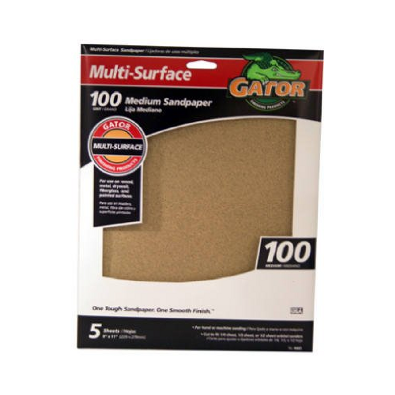 Gator (4441) 9" x 11", 100 Grit Sandpaper Sheets,  1-Pack/5-Sheets