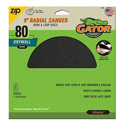 GATOR (6440) 9" RADIAL SANDER DRYWALL DISCS, 80 GRIT 5PK Hartmann Variety