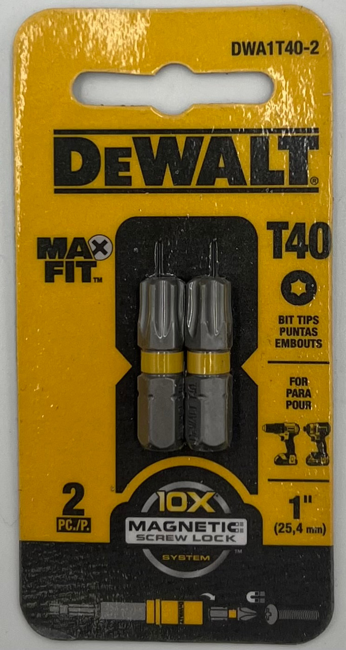 DEWALT DWA1T40-2 Insert Bit Max Fit Torx T40 X 1" L S2 Tool Steel