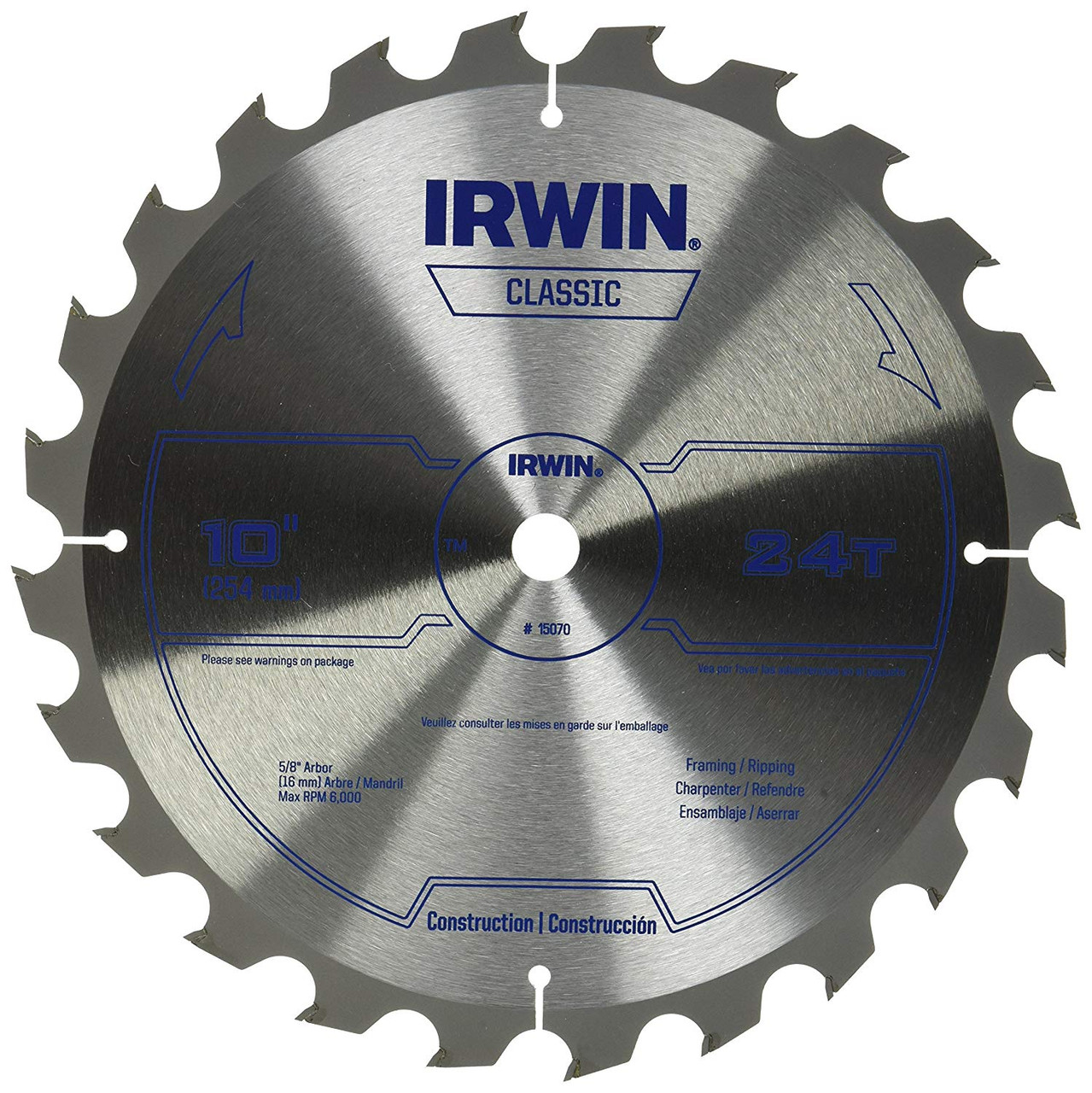 IRWIN Tools Classic Series Carbide Table/Miter Circular Saw Blades, 10-Inch, 24T (15070)