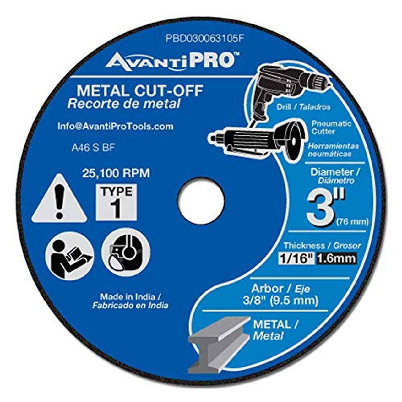 Avanti (PBD030063105F) 3" Metal Cut-off Discs, 5 Pack Discs