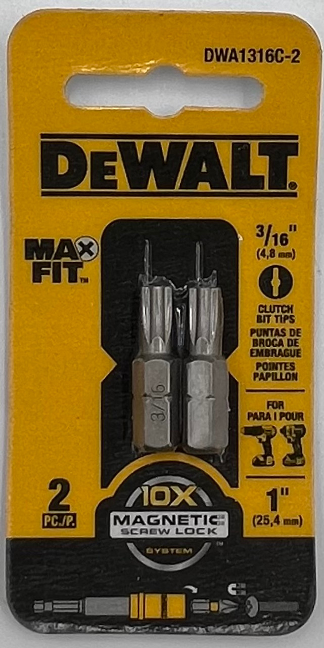 DEWALT DWA1316C-2 Insert Bit Max Fit Clutch 3/16" X 1" L S2 Tool Steel