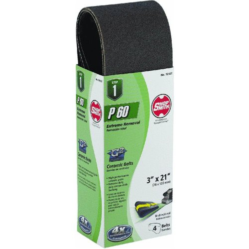 ShopSmith (12122) Ceramic Sanding Belt 3 x 21", Grit60, 1Pack/4Belts